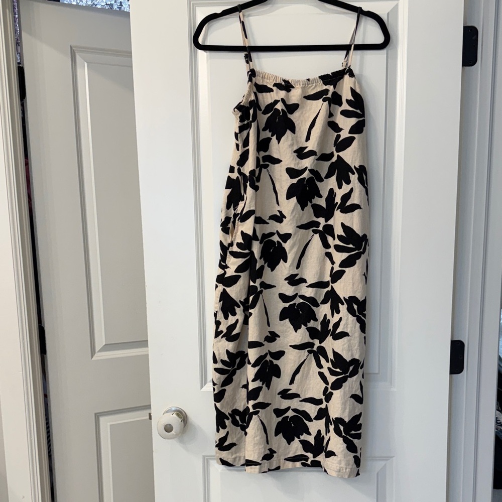 A New Day Black and Cream Floral Midi Dress